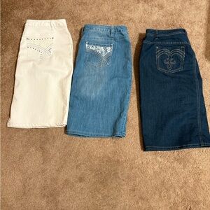 Avenue Women's Skirts in Cream, Light Blue, and Dark Blue